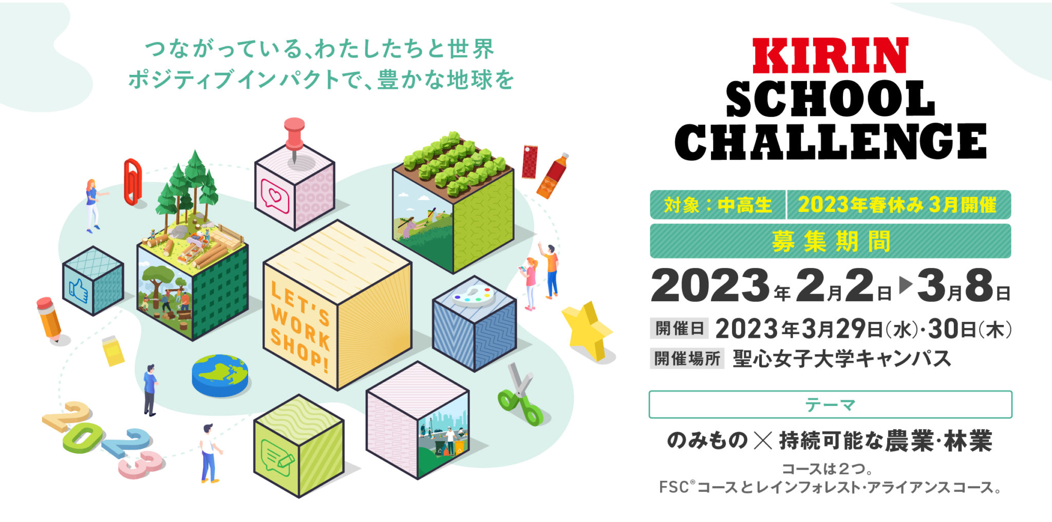 [終了]キリン・スクール・チャレンジ2023春休み開催：のみもの×持続可能な農業・林業 | 持続可能な未来へ！